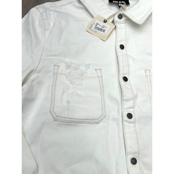 SER.O.YA Womens XL Arizona White Marcus Button Front Denim Shirt Shacket NWT - Picture 3 of 10